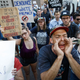 Protestors at a Trump rally scream, because screaming is always helpful. Photo: Ralph Freso/Getty Images